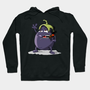 Smokin Eggplant - Funny Cartoons Hoodie